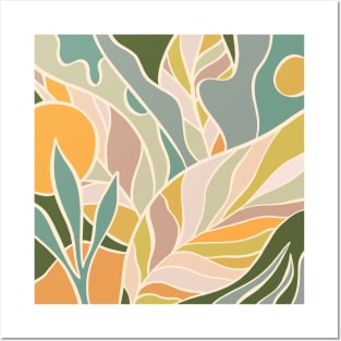 Abstract Botanical Mid century Modern Posters and Art